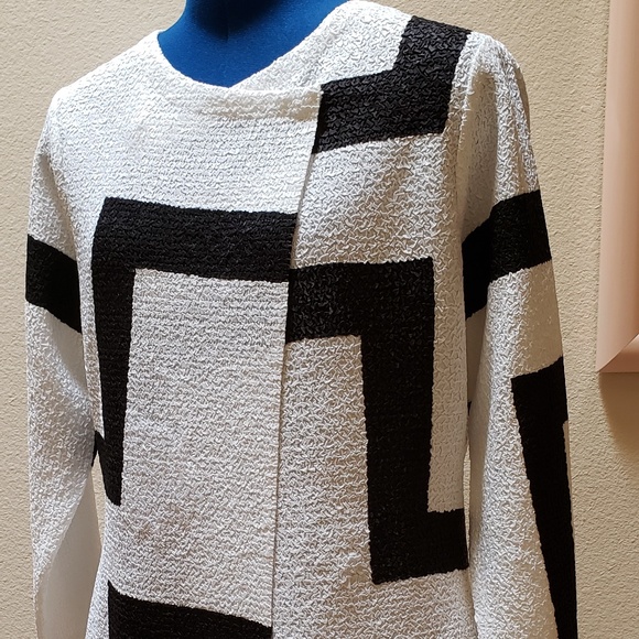 berek Jackets & Blazers - Women's Knit Berek Black & White Geometric Coat L